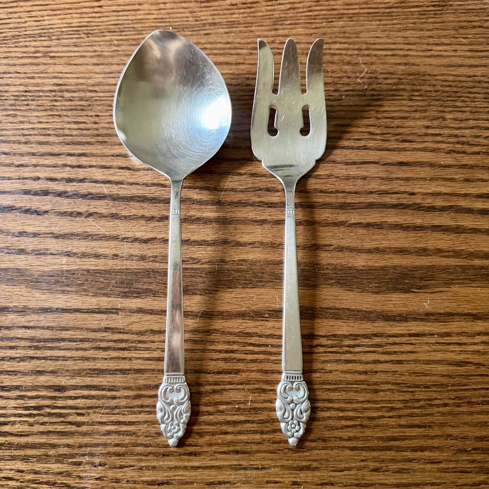 Oneida Community Vinland Stainless Flatware Serving Fork And Casserole Spoon